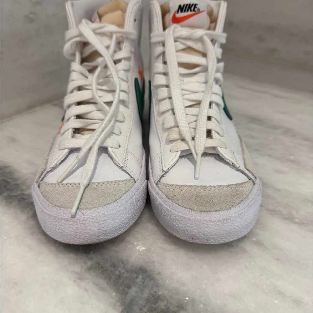 CUSTOM Nike White Green Blazer 77 Mid University of Miami Hurricanes size 6.5 - Picture 7 of 8